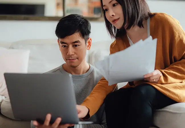 couple reviewing finances