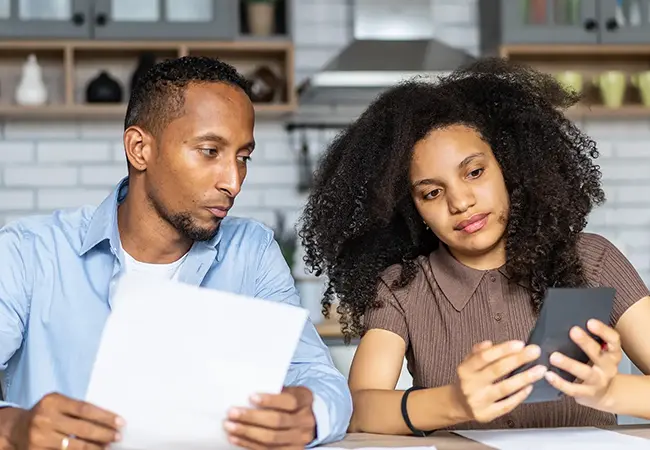 couple reviewing finances